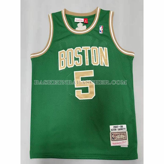 Maillot Boston Celtics Kevin Garnett NO 5 Mitchell & Ness 2007-08 Vert